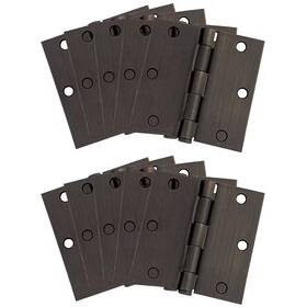Design House 705353298417 3-1/2 Inch Square Corner Oil Rubbed Bronze Door Hinge Value Pack 10 Per