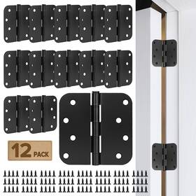 Dohings003 Donext 12 Pack Heavy Duty 4 Inch Rounded Matte Black Door Hinges - Durable With 5/8 Radius