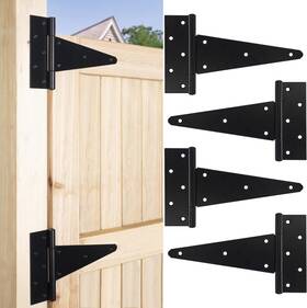 Dreamxiang 445008371302 10 Inch T-strap Gate Hinges Heavy Duty Shed Barn Door Black Tee