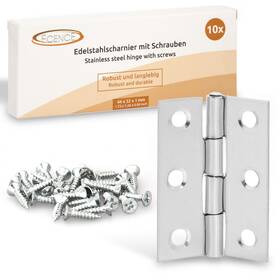 Ecence 260545436979 10x Stainless Steel Hinges For Wooden Box 44x32x1mm With Screws Mini Decorative
