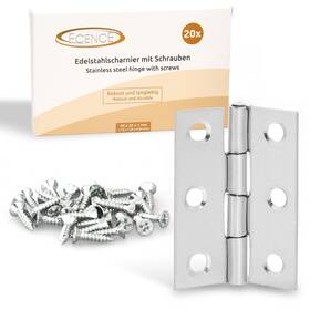 Ecence 260545436986 20x Stainless Steel Hinges Small For Wooden Box 44x32x1mm / 1.73x1.26x0.04inc