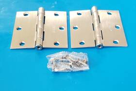 91011315 Emtek Pair 9101315 Square Steel Plain Bearing Hinges 3-1/2 Inch X3-1/2 Satin Nickel