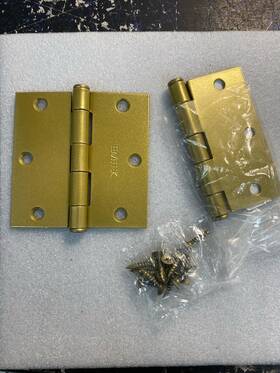 91013us4 Emtek 3.5 Inch X3.5 Satin Brass Mortise Hinge - Pair Square Corner