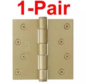 91014us4 Emtek 1-pair 4 Inch X Square Corner Plain Bearing Mortise Hinge Satin Brass New
