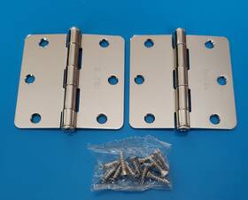 9102314 Emtek Pair 3-1/2 Inch X3-1/2 1/4 Radius Residential Hinge Polished Nickel