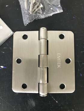 91023us15 Emtek 3.5 Inch X3.5 Plain Bearing 1/4 Radius Mortise Hinge - Pair Satin