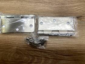 91023us15a Emtek Lot Of 5 3.5 Inch X Plain Bearing 1/4 Corners Hinge Pewter