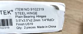 91023us19 Emtek Lot Of 3 3.5 Inch X3.5 Bearing 1/4 Corners Hinge-oil Rubbed Bronze