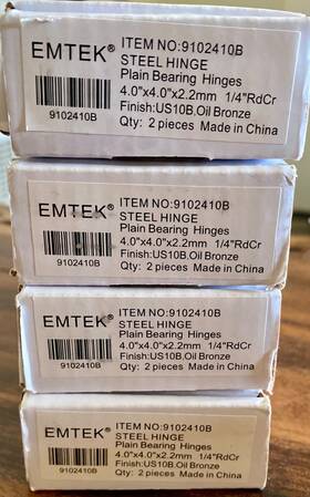 9102410b Emtek 8 Radius Corner Plain Bearing Hinges Oil Rubbed Bronze #9102410b