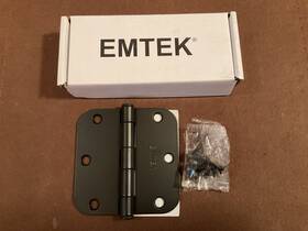 9103319 Emtek Single Hinge 910331 3.5x 3.5 X 2.2mm 5/8 Rd Corner Steel Flat Black Us 19