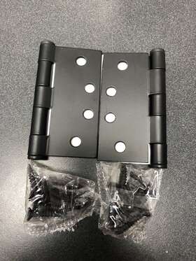 92014fb Emtek 4 Inch X Square Corner Mortise Hinge - Pair Flat Black