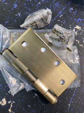 92015us7 Emtek 4.5 Inch X Square Corner Mortise Hinge - Pair French Antique