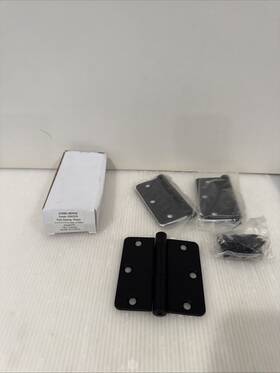 92023us19 Emtek 92023fb 3.5 Inch X Plain Bearing 1/4 Radius Corners Hinge - 3 Pieces