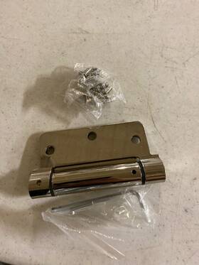 95023us14 Emtek 3.5 Inch X3.5 Spring Mortise Hinge - 1/4 Radius Pair Polished N