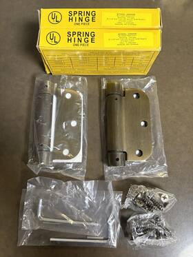 950337 Emtek Us7 3.5 Inch X Steel Spring Mortised Hinge Pair - French Antique
