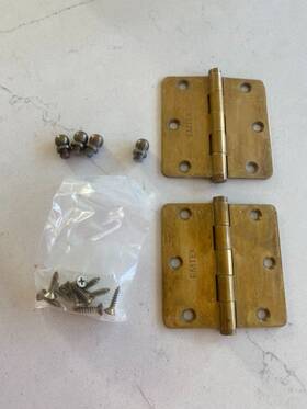 96123-us3 Emtek Lot Of Nine 9 Door Hinges-ball And Flat Tip Unlacquered Brass Antique