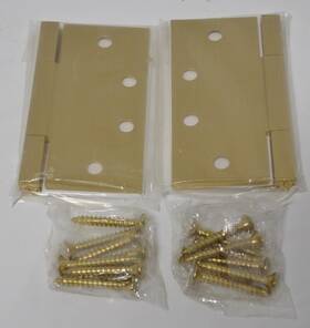 963154 Emtek 2 Square Barrel Hnge Sldbrs Sqcr 4.5x4.5ftftx3.2mm Satin Brass
