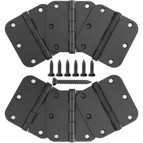 Eumtenr 736961707213 3.5in Black Matte Door Hinges 6 Pack Iron Full Mortise 5/8 Rounded Corners 27