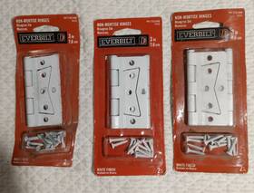 Everbilt 030699203451 Non Mortise 3 Inch White Hinges 710 646 - Packs Of 2 Total 6