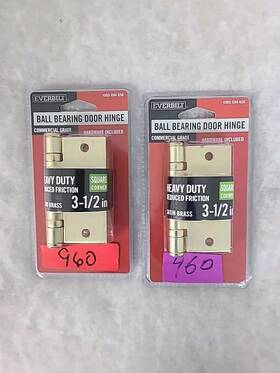 1005 Everbilt 030699289868 2-pk Ball Bearing Hinge Square Radius Satin Brass 3-1/2 Inch 694 656