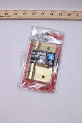 1005 Everbilt 030699290161 Adjustable Spring Door Hinge Satin Brass 4 Inch X 1/4 Radius