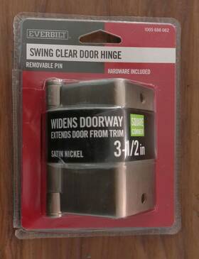 1005 Everbilt 030699291366 686 062 Swing Clear Hinge Satin Nickel 3-1/2 Inch Square Radius