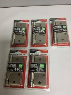 1005 Everbilt 030699292363 5 Ball Bearing Hinge Commercial Grade Square Radius Satin Nickel 4-1/2 Inch