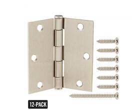 1005686052 Everbilt 12-pk Square Radius Squeak-free Door Hinge Satin Nickel 3-1/2 Inch