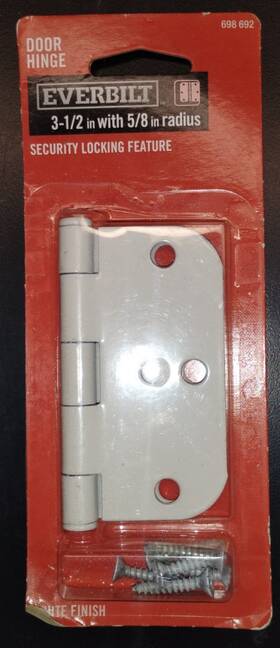 14882 Everbilt 3-1/2 Inch White 5/8 Radius Security Door Hinge