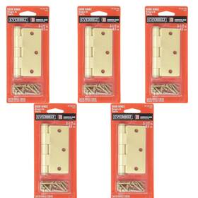 216704 Everbilt 15512 Satin Brass Finish Door Hinge 3-1/2 X In 5 Pack