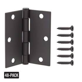 16657 Everbilt Squeak-free Door Hinge 3-1/2 Inch Square Radius Matte Black Steel 48-pack