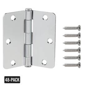 16672 Everbilt 3-1/2 Inch X 1/4 In Radius Chrome Squeak-free Door Hinge 48-pack