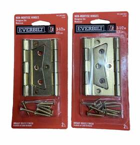20437 Everbilt Bright Brass Non-mortise Hinges 3 1/2 In 2 Pkgs Of