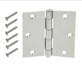 279776 Everbilt Set Of 4. Utility Door Cabinet Square Hinge Chrome 3-1/2 Inch