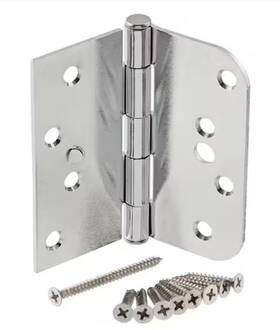 28226 Everbilt 4 Inch 5/8 Radius Chrome Squeak-free Door Hinge Box Of 10