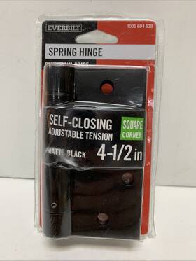 28906 Everbilt Adjustable Spring Hinge Matte Black 4-1/2 Inch Square Radius #066