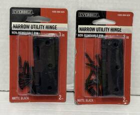 28947 Everbilt Lot Of 2 Matte Black Narrow Utility Hinges 3 Inch 2-packs #1005 694 624
