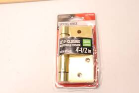 29046 Everbilt Adjustable Spring Hinge Square Radius Satin Brass 4-1/2 Inch 1005 694 730