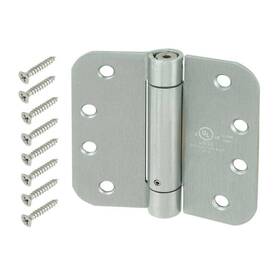 29206 Everbilt Door Hinge 4in X 5/8in Radius Adjustable Spring Satin Chrome With Screws