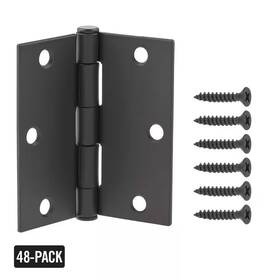 Everbilt 313029083023 48-pack 3-1/2 Inch Square Radius Matte Black Squeak-free Butt Door Hinge