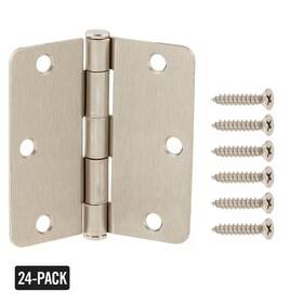Everbilt 313029787723 24-pack 3-1/2 Inch X 1/4 Radius Satin Nickel Butt Door Hinge Value Pack