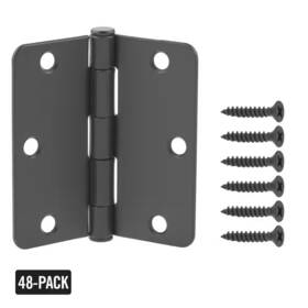 Everbilt 313055543577 3-1/2 Inch X 1/4 In Radius Matte Black Squeak-free Door Hinge 48-pack