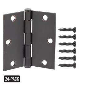 Everbilt 313099025015 3-1/2 Inch Square Corner Oil-rubbed Bronze Door Hinge Value Pack 24-pack