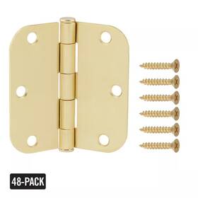 Everbilt 445006553519 48-pack 3-1/2 Inch X 5/8 Radius Satin Brass Butt Door Hinge Value Pack