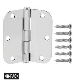 Everbilt 445018226241 3-1/2 Inch X 5/8 Radius Chrome Door Hinge Value Pack 48-pack
