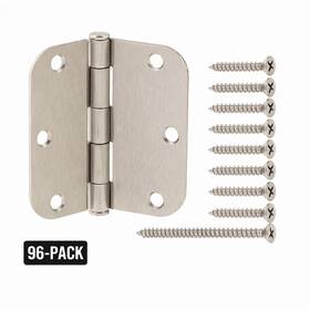 Everbilt 445036451465 96-pack 3-1/2 Inch X 5/8 Radius Satin Nickel Squeak-free Butt Door Hinge