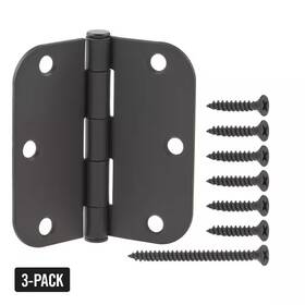 Everbilt 445038625628 3-pack 3-1/2 Inch X 5/8 Radius Matte Black Squeak-free Butt Door Hinge