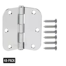 Everbilt 445039351373 48-pack 3-1/2 Inch X 5/8 Radius Chrome Butt Door Hinge Value Pack