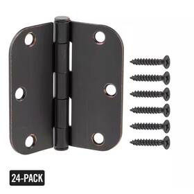 Everbilt 445052687619 24-pack 3-1/2 Inch X 5/8 Radius Oil-rubbed Bronze Butt Door Hinge Value Pack