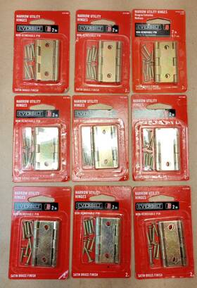 613-568 Everbilt Hinges Narrow Utility Satin Brass Zinc 2 Inch 613 568 In Pack X9